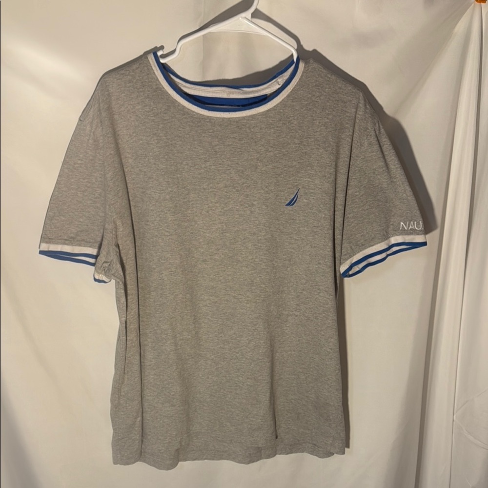 Nautica Gray and Blue Short Sleeve Tee